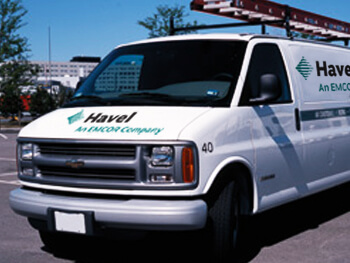 Havel work vehicle parked in a parking lot